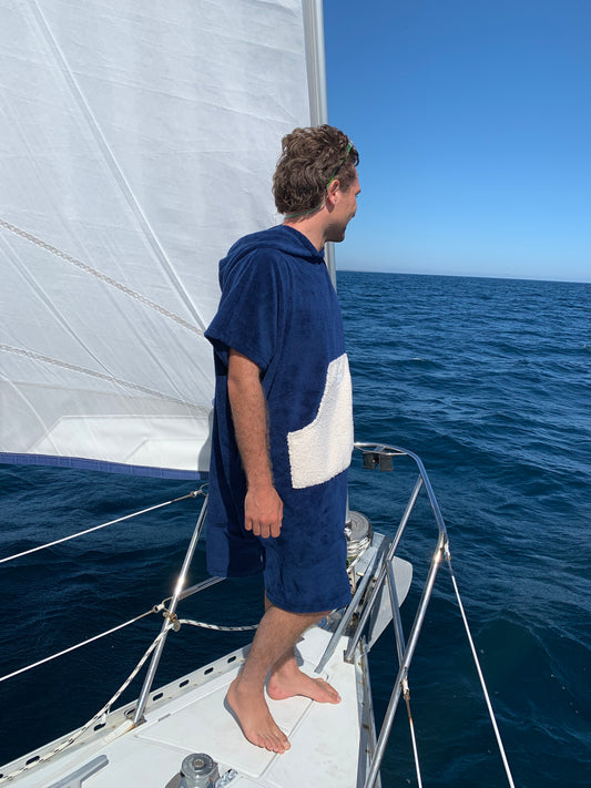 Poncho de bain Adulte - Moumoute Bleu Marine